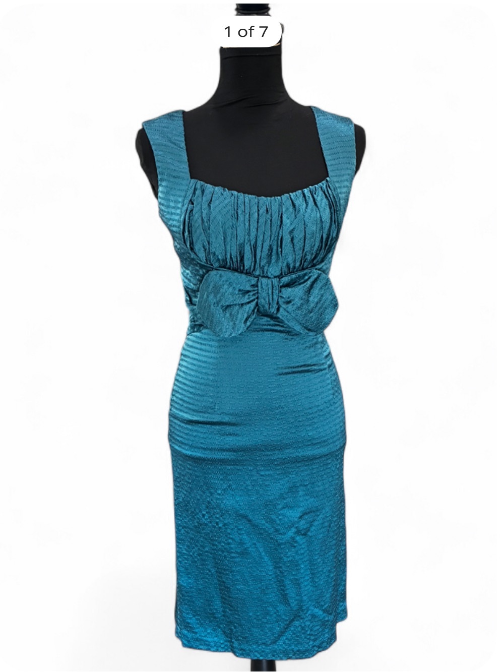 Betsey Johnson Teal Textured Bow Dress